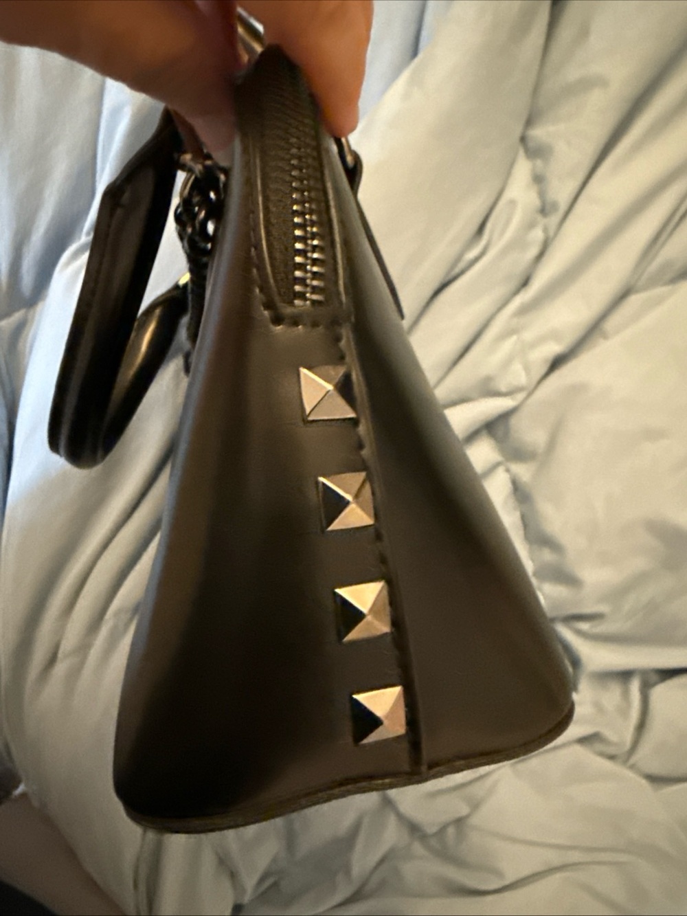 Aldo Black handbag with blackish silver Pyramid Studs